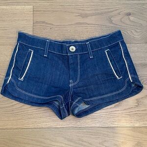 7 For All Mankind Low Rise Denim Shorts with White Trim, Size 27